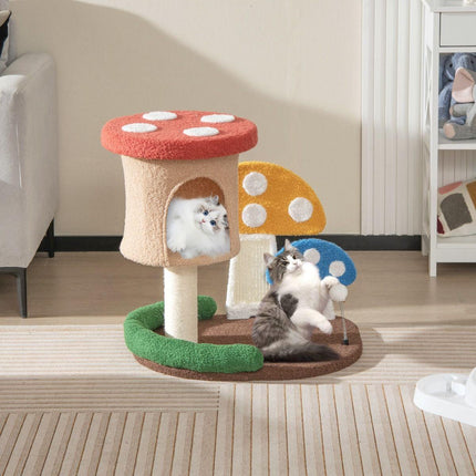 Trendmix Krabpaal Kat – Paddenstoellook – 60 x 49 x 59 cm – Kattenmand, Sisal Krabplank & Speelbal