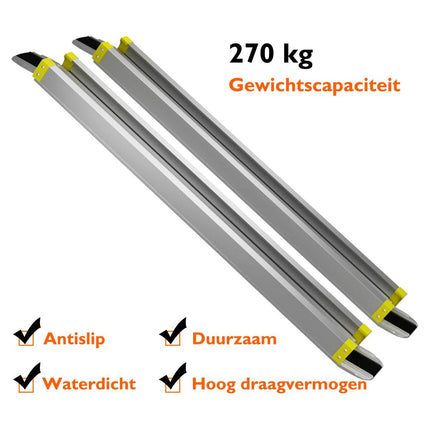 Trendmix 2x Verstelbare Telescopische Aluminium Oprijplaten – 121,5 tot 212,5 cm – Voor Rolstoel & Scooter – Max. 270 kg Belastbaar – Antislip – Inklapbaar