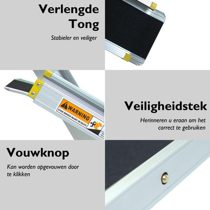 Trendmix 2x Verstelbare Telescopische Aluminium Oprijplaten – 121,5 tot 212,5 cm – Voor Rolstoel & Scooter – Max. 270 kg Belastbaar – Antislip – Inklapbaar