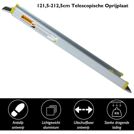 Trendmix 2x Verstelbare Telescopische Aluminium Oprijplaten – 121,5 tot 212,5 cm – Voor Rolstoel & Scooter – Max. 270 kg Belastbaar – Antislip – Inklapbaar