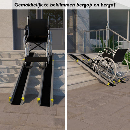 Trendmix 2x Verstelbare Telescopische Aluminium Oprijplaten – 121,5 tot 212,5 cm – Voor Rolstoel & Scooter – Max. 270 kg Belastbaar – Antislip – Inklapbaar