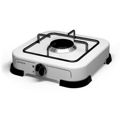 Brock 1-Pits Gaskookplaat - Compact, Draagbaar & Ideaal voor Camping of Buiten Koken – Wit