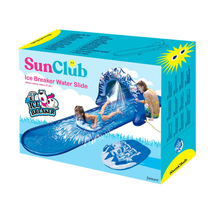 Sunclub Waterglijbaan 5 Meter – Opblaasbare Buikschuifbaan met Sproeiers en Glide Board
