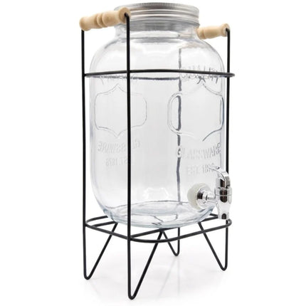 Drankdispenser 3,3 Liter met Kraantje en Zwarte Standaard – Glazen Sapdispenser – Limonadedispenser voor Water, IJsthee & Cocktails