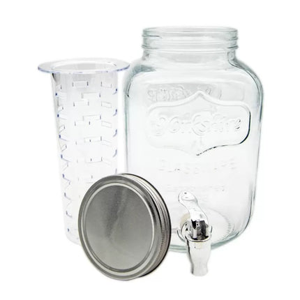 Drankdispenser 4 Liter met Kraantje en Fruitfilter – Glazen Waterdispenser – Limonadedispenser voor Water, Fruitwater & IJsthee