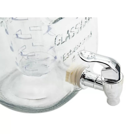 Drankdispenser 4 Liter met Kraantje en Fruitfilter – Glazen Waterdispenser – Limonadedispenser voor Water, Fruitwater & IJsthee
