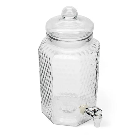 Drankdispenser 4 Liter met Kraantje en Deksel – Glazen Waterdispenser – Limonadedispenser voor Sap, IJsthee & Cocktails