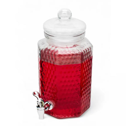 Drankdispenser 4 Liter met Kraantje en Deksel – Glazen Waterdispenser – Limonadedispenser voor Sap, IJsthee & Cocktails