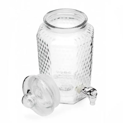 Drankdispenser 4 Liter met Kraantje en Deksel – Glazen Waterdispenser – Limonadedispenser voor Sap, IJsthee & Cocktails
