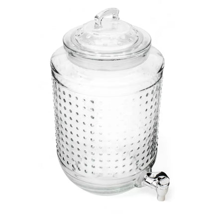 Drankdispenser 8 Liter met Kraantje en Deksel – Glazen Waterdispenser – Limonadedispenser voor Sap, Punch & IJsthee