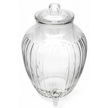 Drankdispenser 10 Liter met Kraantje en Deksel – Glazen Waterdispenser – Limonadedispenser voor Sap, Punch, Cocktails & IJsthee