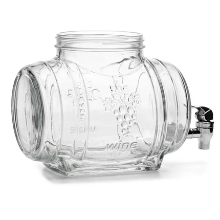 Drankdispenser Barrel 3 Liter met Kraantje en Deksel – Glazen Waterdispenser – Limonadedispenser voor Sap, IJsthee & Cocktails