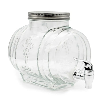 Drankdispenser Barrel 3 Liter met Kraantje en Deksel – Glazen Waterdispenser – Limonadedispenser voor Sap, IJsthee & Cocktails