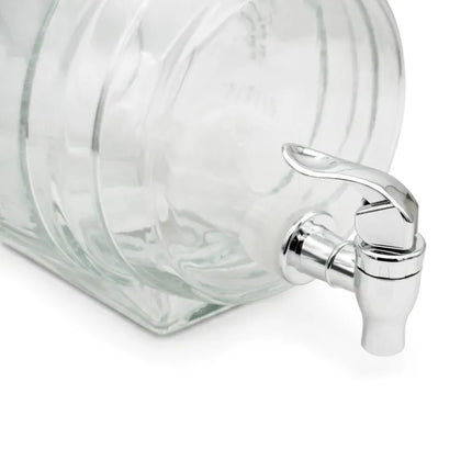 Drankdispenser Barrel 3 Liter met Kraantje en Deksel – Glazen Waterdispenser – Limonadedispenser voor Sap, IJsthee & Cocktails