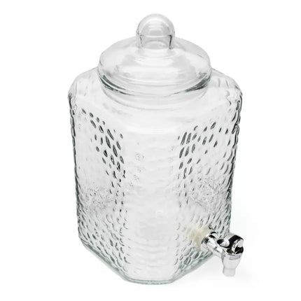 Drankdispenser 5,5 Liter met Kraantje en Deksel – Glazen Waterdispenser – Limonadedispenser voor Sap, IJsthee & Cocktails