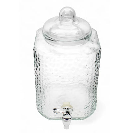 Drankdispenser 5,5 Liter met Kraantje en Deksel – Glazen Waterdispenser – Limonadedispenser voor Sap, IJsthee & Cocktails