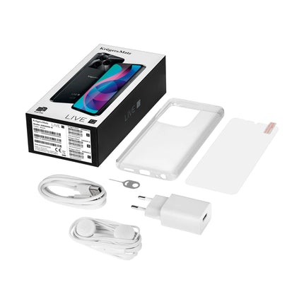 Kruger & Matz LIVE 12 Smartphone 6,74" 256 GB - 5G Android 14 - Inclusief Hoesje En Screenprotector - 5000 mAh-batterij - Zwart