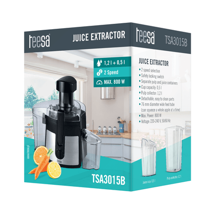 Teesa elektrische juicer perfect voor smoothies zwart TSA3015B