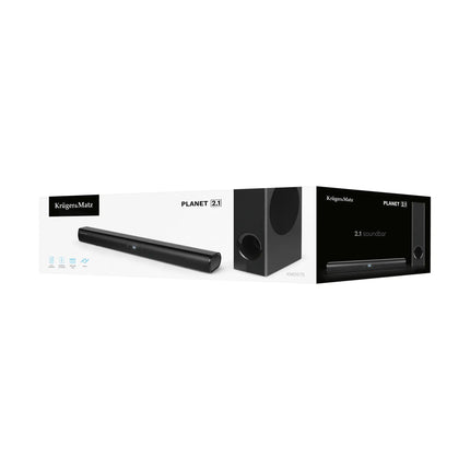 Krüger & Matz Planet 2.1 Compacte Televisie - Computer Soundbar met Vrijstaande Subwoofer - Wandmontage - HDMI Arc / Bluetooth / Aux / USB - Zwart