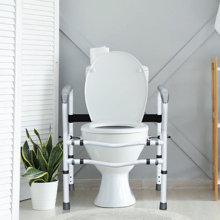 Trendmix Universeel Toiletframe Opstahulp - Toiletstoel - Verstelbare WC-steunhulp Met Antislip Handgreep – 48 x 65 x 84 cm