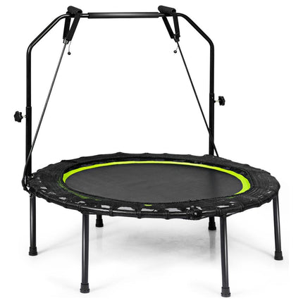 Trendmix Opvouwbare Fitness Trampoline Met Weerstandsbanden - Mini Trampoline - Verstelbaar Zwart/Groen Ø102 cm