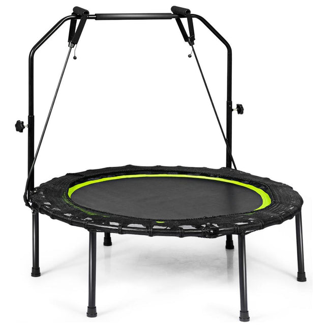 Trendmix Opvouwbare Fitness Trampoline Met Weerstandsbanden - Mini Trampoline - Verstelbaar Zwart/Groen Ø102 cm