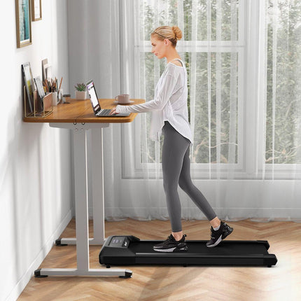 Costway Walking Pad Loopband zwart 1-6 km/u 120 kg Capaciteit - Afstandsbediening en LED Display - Walking pad voor thuis of op kantoor