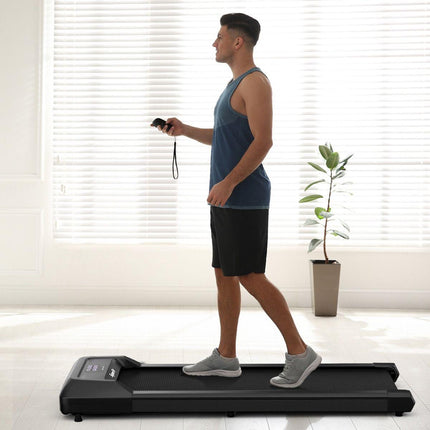 Costway Walking Pad Loopband zwart 1-6 km/u 120 kg Capaciteit - Afstandsbediening en LED Display - Walking pad voor thuis of op kantoor