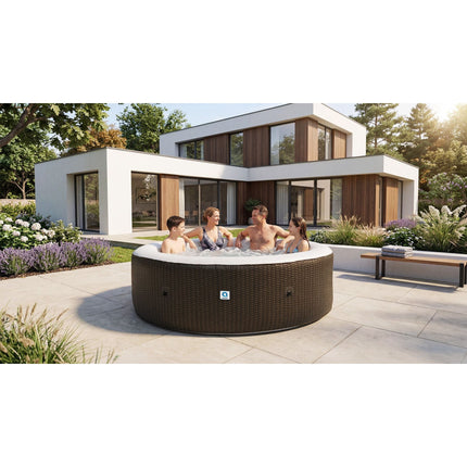 Opblaasbare Jacuzzi 6 Personen – Spa voor Buiten – Hydromassage – Verwarming tot 42°C – 204 x 70 cm – Bruin