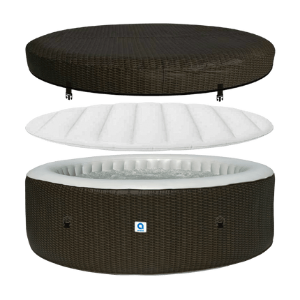 Opblaasbare Jacuzzi 6 Personen – Spa voor Buiten – Hydromassage – Verwarming tot 42°C – 204 x 70 cm – Bruin