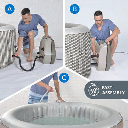 Opblaasbare Jacuzzi 6 Personen – Spa voor Buiten – Hydromassage – Verwarming tot 42°C – 204 x 70 cm – Zilver