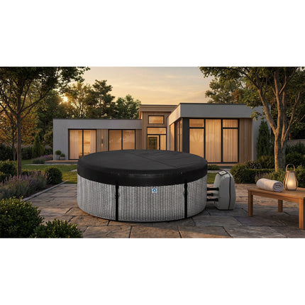 Opblaasbare Jacuzzi 6 Personen – Spa voor Buiten – Hydromassage – Verwarming tot 42°C – 204 x 70 cm – Zilver