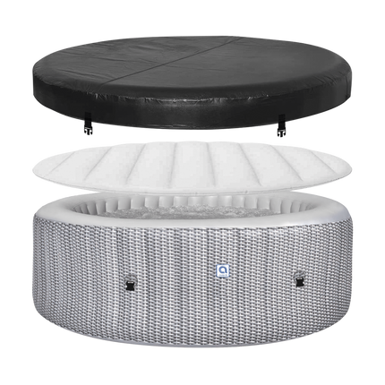 Opblaasbare Jacuzzi 6 Personen – Spa voor Buiten – Hydromassage – Verwarming tot 42°C – 204 x 70 cm – Zilver