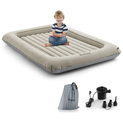 Honeyjoy 2-in-1 Opblaasbaar Peuterreisbed & Speelplek – Luchtbed met Ballenbakfunctie – Grijs – 165x118x20 cm – Incl. Pomp