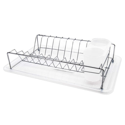 Afdruiprek Wit met Lekbak en Bestekhouder – Compact RVS Afwasrek voor Borden, Glazen en Servies – MH-8075W