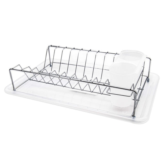 Afdruiprek Wit met Lekbak en Bestekhouder – Compact RVS Afwasrek voor Borden, Glazen en Servies – MH-8075W