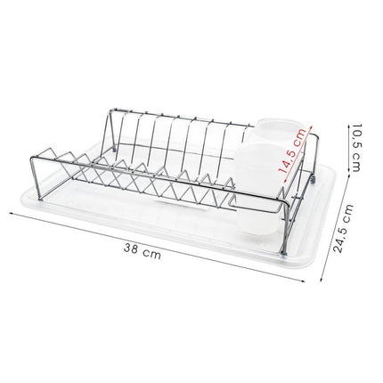Afdruiprek Wit met Lekbak en Bestekhouder – Compact RVS Afwasrek voor Borden, Glazen en Servies – MH-8075W