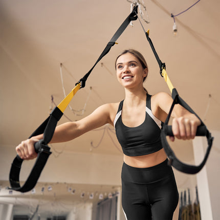 Rebel Active Suspension Strap Trainer - Fitness Suspension Trainer - Home Gym Equipment - Workout Suspension Straps - Aanpasbare Suspension Trainer 100-385 cm