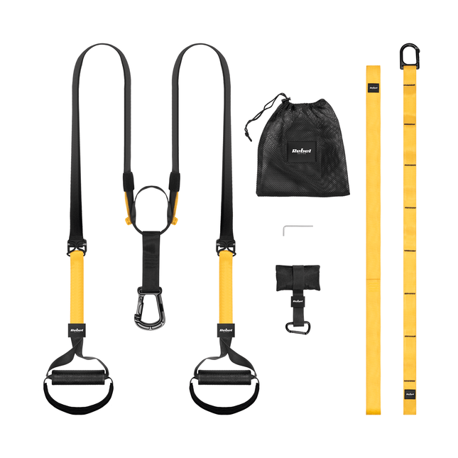 Rebel Active Suspension Strap Trainer - Fitness Suspension Trainer - Home Gym Equipment - Workout Suspension Straps - Aanpasbare Suspension Trainer 100-385 cm