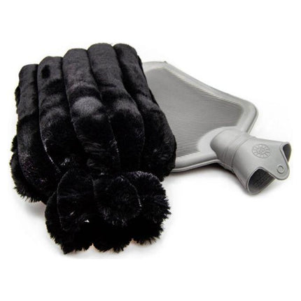 Tragar Warmwaterkruik 2L – Zwarte Fluffy Hoes – Natuurlijk Rubber – Lekvrij & Herbruikbaar – Voor Pijnverlichting en Warmte