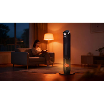 Teesa Kolomventilatorkachel met Haardimitatie – Keramisch – 2000W – Slimme Functies & Vlameffect – Stil & Energiezuinig