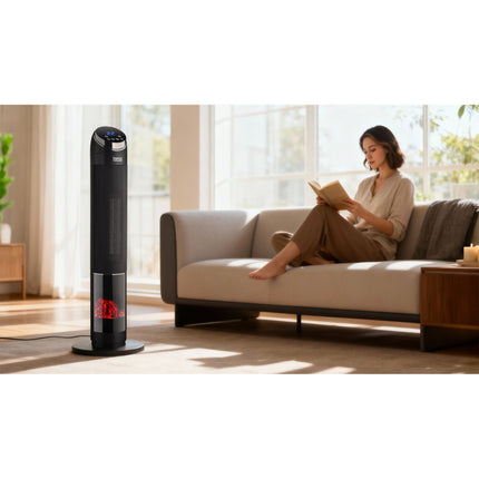 Teesa Kolomventilatorkachel met Haardimitatie – Keramisch – 2000W – Slimme Functies & Vlameffect – Stil & Energiezuinig