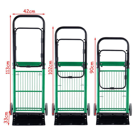 Trendmix 2 in 1 Opvouwbare Steekwagen - Transportwagen - Bandwagen -  Tot 90 kg Belastbaar - 63 x 42 x 75 cm Groen