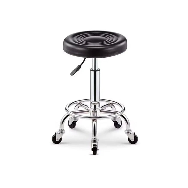 Trendmix Kapperskruk Met Voetsteun – Verstelbare Ronde Salonkruk Op Wielen – Ergonomisch, Lichtgewicht En Professioneel – Zwart
