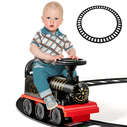 Elektrische Kindertrein met Treinbaan – 16-delige Rail 220 cm – Licht & Geluid – 2,5 km/u – Zwart/Rood
