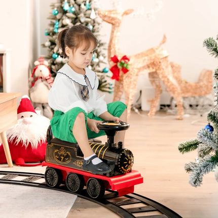 Elektrische Kindertrein met Treinbaan – 16-delige Rail 220 cm – Licht & Geluid – 2,5 km/u – Zwart/Rood