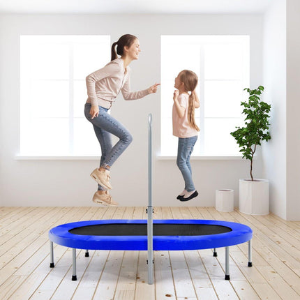 Trendmix XL Dubbele Fitness Trampoline voor 2 personen - 150 kg belasting - Opvouwbare Mini Trampoline Met Verstelbare Leuning - Voor volwassenen en kinderen - 154 x 89 x 92-132 cm - Blauw