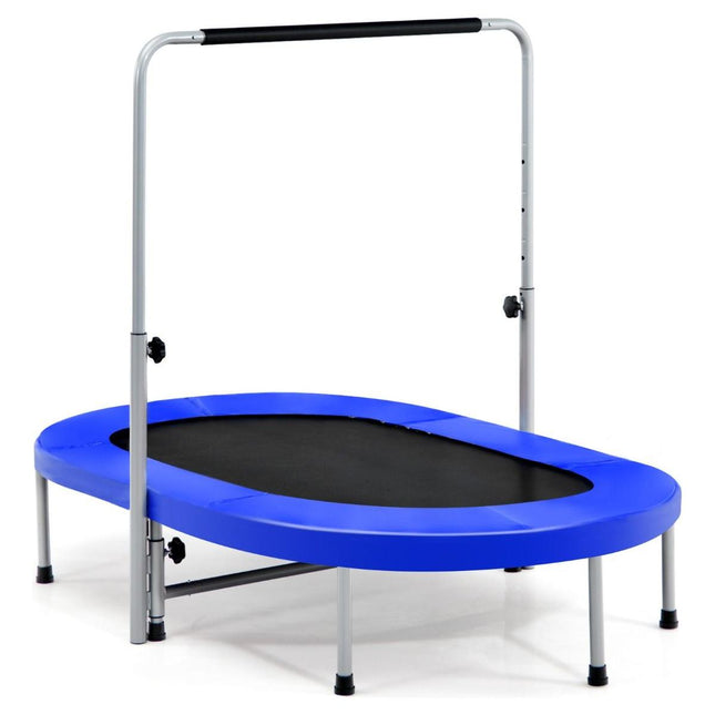 Trendmix XL Dubbele Fitness Trampoline voor 2 personen - 150 kg belasting - Opvouwbare Mini Trampoline Met Verstelbare Leuning - Voor volwassenen en kinderen - 154 x 89 x 92-132 cm - Blauw