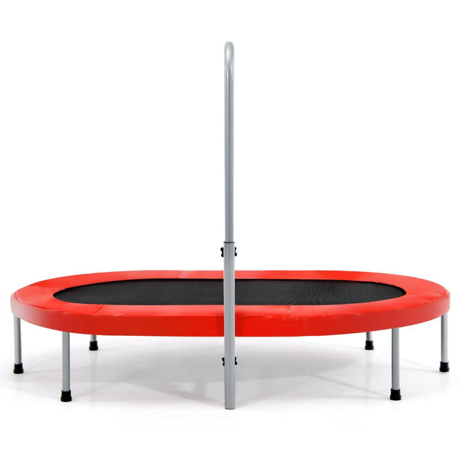 Trendmix XL Dubbele Fitness Trampoline voor 2 personen - 150 kg belasting - Opvouwbare Mini Trampoline Met Verstelbare Leuning - Voor volwassenen en kinderen - 154 x 89 x 92-132 cm - Rood