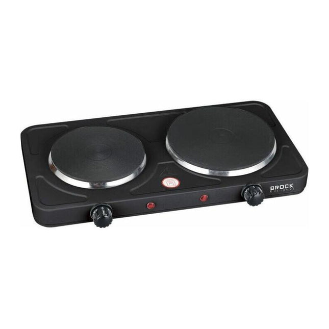 Brock Elektrische Kookplaat 2 Pits – 2500W – Compact Vrijstaand Fornuis Voor Thuis, Studio & Vakantie – Zwart